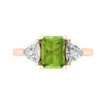 thumbnail image 1 of 2.82 ctw 3 Stone Anniversary Ring for Women | Emerald Cut Natural Peridot | Hyperallergenic Solid 18K Rose Gold, 1 of 5