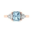 thumbnail image 1 of Clara Pucci 14K Rose Gold Solid Gold SwissBlueTopaz Three-Stone Anniversary Ring for Women - 2.82 cttw Emerald Cut, 1 of 8