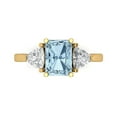 thumbnail image 1 of 2.82 ctw 3 Stone Anniversary Ring for Women | Emerald Cut Natural Swiss Blue Topaz | Hyperallergenic Solid 18K Yellow Gold, 1 of 5
