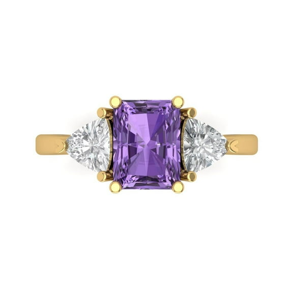 Clara Pucci 14K Yellow Gold 2.82ct Alexandrite Three-Stone Ring for Women