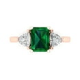thumbnail image 1 of Clara Pucci 14K Rose Gold Solid Gold Emerald Three-Stone Anniversary Ring for Women - 2.82 cttw Emerald Cut, 1 of 8