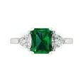 thumbnail image 1 of 2.82 ct Emerald Cut Simulated Emerald Three-Stone Engagement Ring for Women in 18K White Gold, 1 of 5