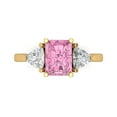 thumbnail image 1 of Clara Pucci 14K Yellow Gold Solid Gold Pink Three-Stone Anniversary Ring for Women - 2.82 cttw Emerald Cut, 1 of 8