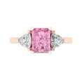 thumbnail image 1 of 2.82 ctw 3 Stone Anniversary Ring for Women | Emerald Cut Simulated Pink Diamond | Hyperallergenic Solid 18K Rose Gold, 1 of 5