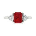 thumbnail image 1 of 2.82 ct Emerald Cut Simulated Pink Tourmaline 3 Stone 18K White Gold Womens Engagement Ring, 1 of 5