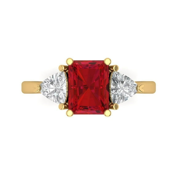 Clara Pucci 14K Yellow Gold 2.82ct Tourmaline Three-Stone Ring for Women