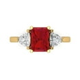 thumbnail image 1 of 2.82 ct Emerald Cut Simulated Ruby 3 Stone 14K Yellow Gold Womens Engagement Ring, 1 of 5