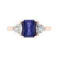 thumbnail image 1 of Clara Pucci 14K Rose Gold Solid Gold Tanzanite Three-Stone Anniversary Ring for Women - 2.82 cttw Emerald Cut, 1 of 8