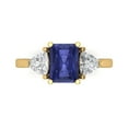 thumbnail image 1 of 2.82 ctw 3 Stone Anniversary Ring for Women | Emerald Cut Simulated Tanzanite | Hyperallergenic Solid 18K Yellow Gold, 1 of 5