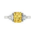 thumbnail image 1 of Clara Pucci 14K White Gold Solid Gold Yellow Three-Stone Anniversary Ring for Women - 2.82 cttw Emerald Cut, 1 of 8