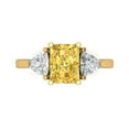 thumbnail image 1 of Clara Pucci 14K Yellow Gold Solid Gold Yellow Three-Stone Anniversary Ring for Women - 2.82 cttw Emerald Cut, 1 of 8