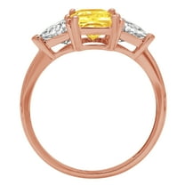 2.82 ct Emerald Cut Simulated Yellow Diamond Three-Stone Engagement Ring for Women in 18K Rose Gold