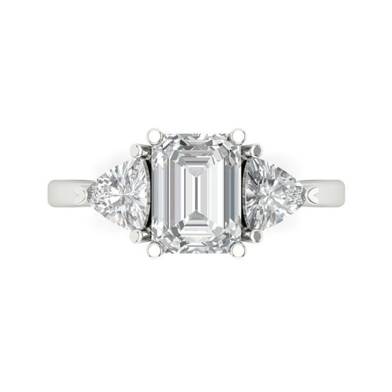 Three-Stone Engagement Ring for Women - 2.82ct Moissanite in 14K White Gold Promise Ring