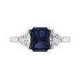 thumbnail image 1 of 2.82 ctw 3 Stone Anniversary Ring for Women | Emerald Cut Simulated Blue Sapphire | Hyperallergenic Solid 18K White Gold, 1 of 5