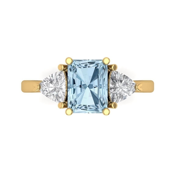 Clara Pucci 14K Yellow Gold 2.82ct SwissBlueTopaz Three-Stone Ring