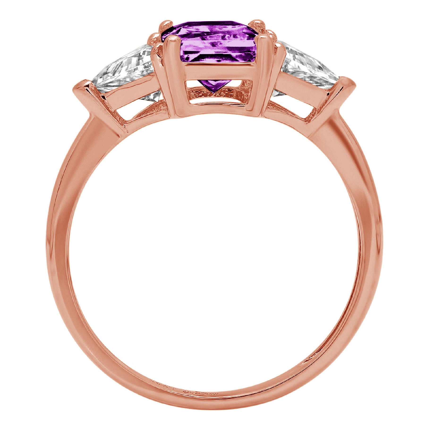 2.82 ct Emerald Cut Simulated Alexandrite Three-Stone Engagement Ring ...