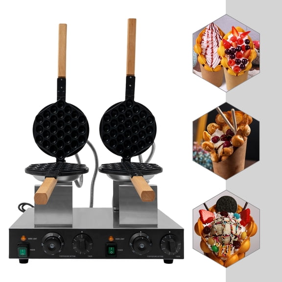2.83KW Double-Head Waffle Maker, Non-Stick Honeycomb Egg Waffle Making Machine, 180 Rotate Pancake Maker