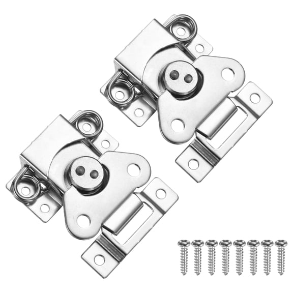 2.83x2.52" Spring Loaded Butterfly Twist Latch, 2Pcs Steel Twist Latch & Keeper Silver
