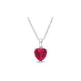 thumbnail image 1 of 2.84 Carat (Ctw) Lab-Created Ruby Heart Solitaire Pendant Necklace in Sterling Silver with Chain for Women, 1 of 6