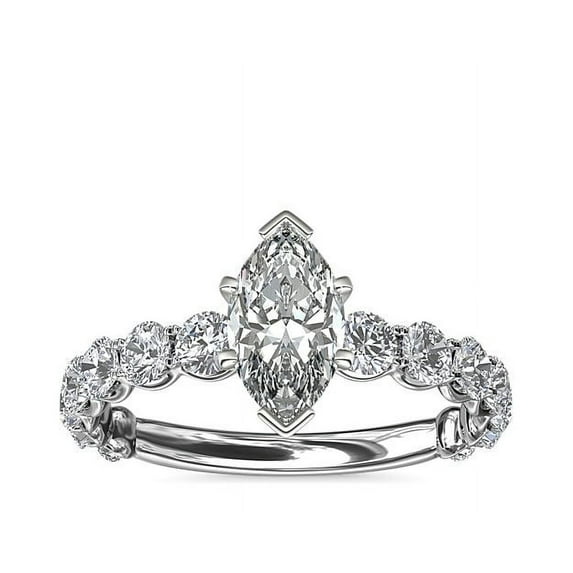 2.85 Carat Fine Marquise Shape Natural Diamond Solitaire Engagement Ring for Ladies Solid 950 Platinum Size 7.5 by Diamond-Capitals (F-G/VS1)