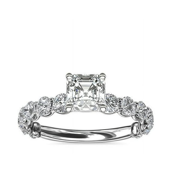 2.85 Ct Asscher Cut Moissanite Diamond (D/VVS1) Fine Ring for Engagement and Anniversary Solid 14K White Gold Size 11.5 by Diamond-Capitals