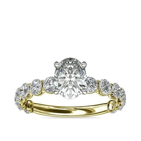 2.85 Ct Oval Cut Moissanite Diamond (D/VVS1) Fine Ring for Engagement and Anniversary Solid 14K Yellow Gold Size 11.5 by Diamond-Capitals