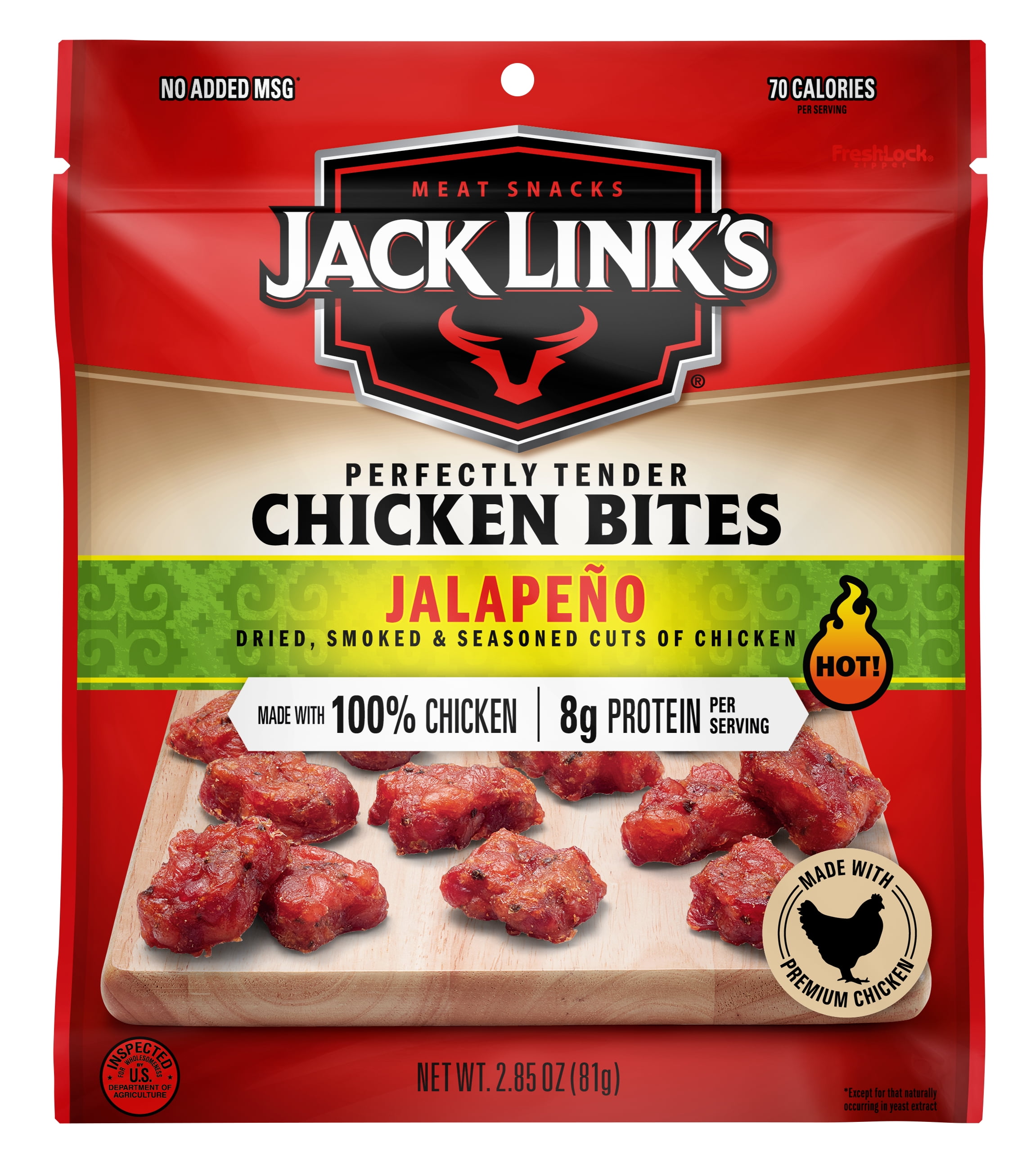 2.85 Ounce, Jack Link's Jalapeno Chicken Bites, 100 Premium Chicken