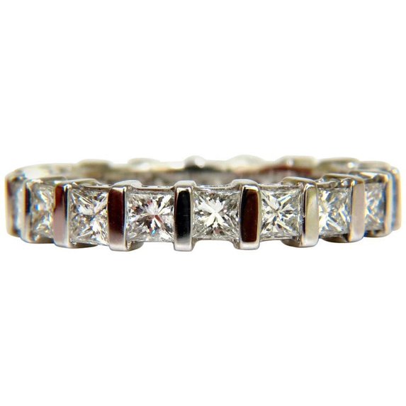 2.85CT PRINCESS DIAMONDS ETERNITY RING H/VS 14KT 7.25 CHANNEL SHARING