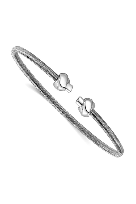 2.85mm 925 Sterling Silver Rhodium Plated Polished Knots Wire Wrapped Cuff Stackable Bangle Bracelet Cuff Bracelet for W