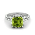 thumbnail image 1 of 2.86 Ctw Cushion Peridot 925 Sterling Silver Solitaire Halo Mother's Day Gift Ring, 1 of 3