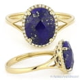 thumbnail image 1 of 2.87ct Checkerboard Oval Blue Lapis & Round Cut Diamond Halo Right-Hand Ring in 14k Yellow Gold, 1 of 3