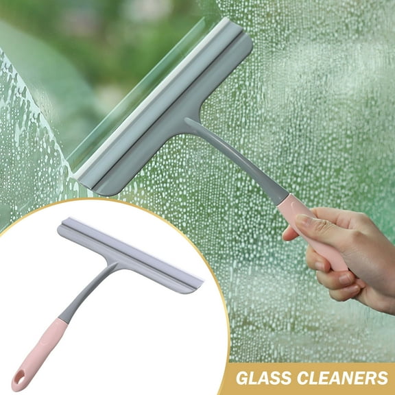 2.87x10 Inch Handheld Window Squeegee, Household Glass Cleaning Wiper Tool, Portable Silicone Blade Squeegee for Bathroom Shower Door Window Car Glass Household Daily Cleaning Supplies, Pink