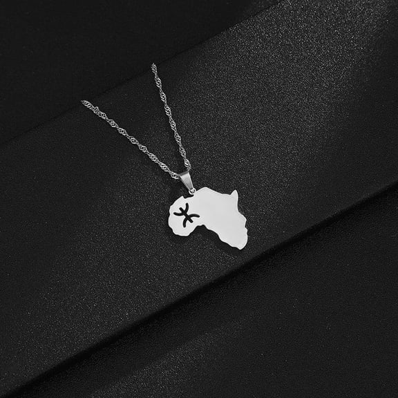 2.8CM Africa Map Berbers 14K Gold Pendant Necklaces African Berber Jewelry for Amazigh Women Men