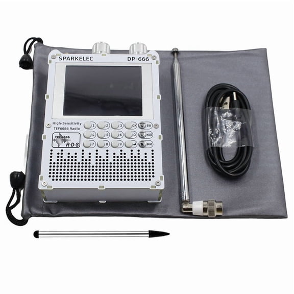 2.8In IPS Touch Screen DP-666 High Sensitivity Radio TEF6686 Full Band FM AM FM Short Wave Radio Broadcasting Station,A,1 * host 1 * SMA rod antenna 1 * touch pen 1 * TYPE-C data cable 1 * storage bag