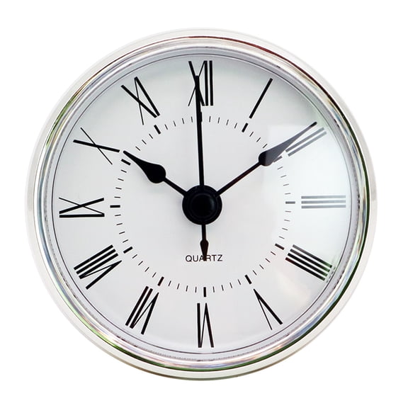 2.8Inch/70mm Clock Fit-Up Insert Fixed with Rubber Ring Can Be Directly Embedded in the Clock Base Silver Trim