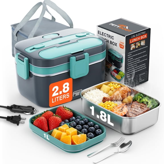2.8L Electric Heated Lunch Box for Adult 100W Portable Food Warmer Hot Lunchbox for Car/Truck/Travel/Work/Gift, Heatable Food Heater for Men, 12/24/110-230V Lonchera Electrica Portatil