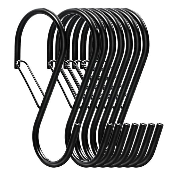 2-8Pcs 4Inch Large S Hooks with Safety Buckle Heavy Duty S Shaped Hooks Metal S Hooks for Jeans Clothes Kitchen Utensils Bags