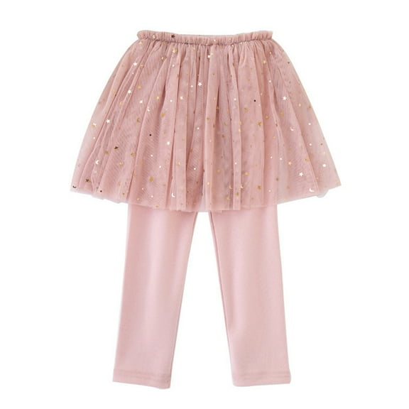 2-8T Girls Footless Leggings Tights with Ruffle Tutu Skirts Kids Culottes Ballet Pantskirt