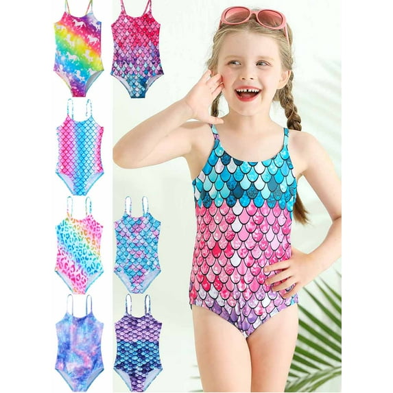 2-8T Girls One Piece Swimsuits Summer UPF 50+ Beach Bathing Suit Strap Swimwear