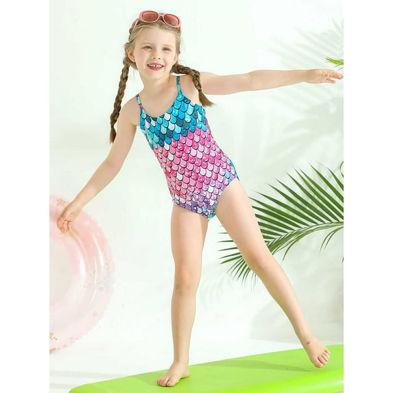 2-8T Toddler Little Girls One-piece Swimsuits Summer Cute Printed Bathing Suit Swimwear