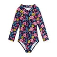 thumbnail image 1 of 2-8Y Kids Girls Rash Guard Long Sleeve One Piece Swimsuits Zipper Bathing Suits UPF 50+ Sun Protection, 1 of 4