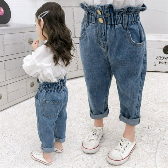2-8Y Toddler Little Girls Jeans Casual Denim Long Pants Trousers