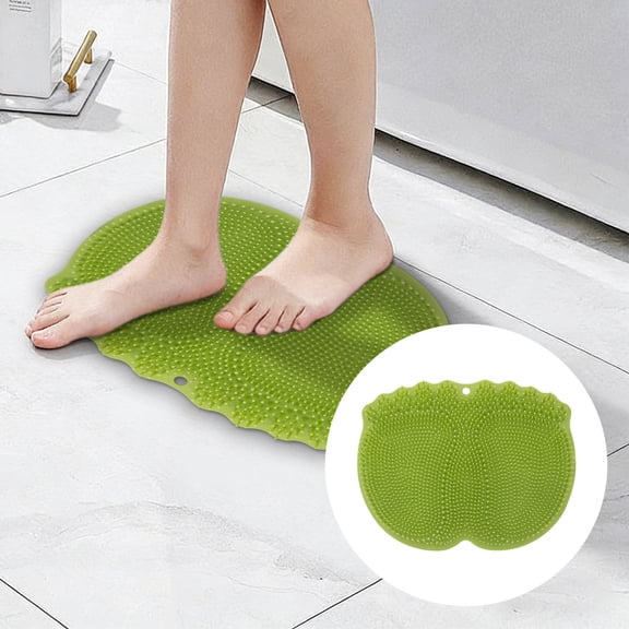 2.8cm Cushioned TPE Foot Scrubber for Shower - Non-Slip Suction Cup Mat for Feet and Back, Exfoliating Texture Removes Dead Skin, Wall Mount or Floor Use, Green, By Tanuke store