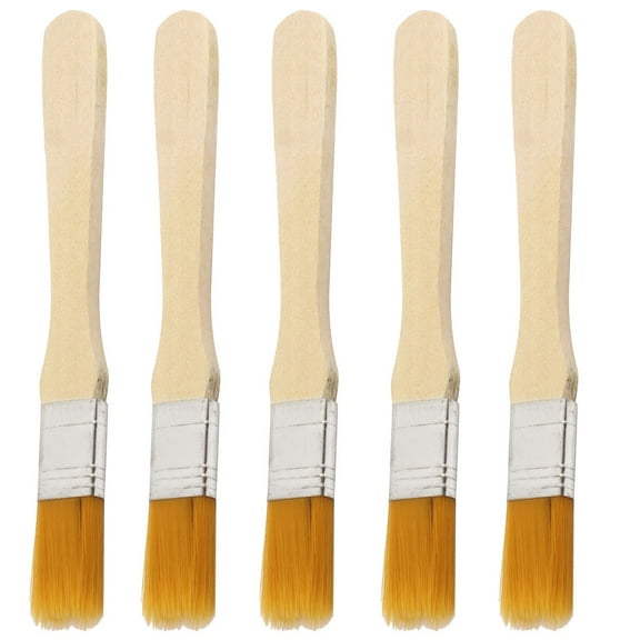 2.8cm Orange Bristle Length Wood Grip Oil Painting Drawing Brush x 5