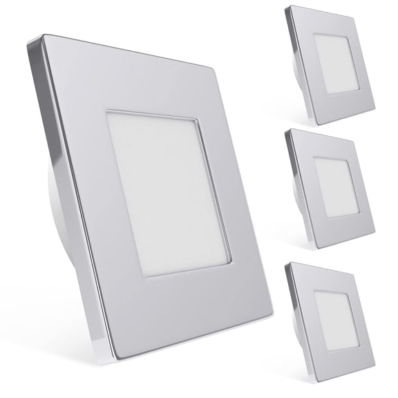 2.8inch Square LED Recessed Ceiling Light, 4-Pack , Flush Mount, Chrome Shell, 3000K Warm White, for Camper Motot-home Boat Interior