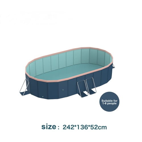 2.8m PVC Outdoor Folding Pool (Non-inflatable), Strong Durable for Garden Patio Beach, Easy Installation & Water Injection/Release