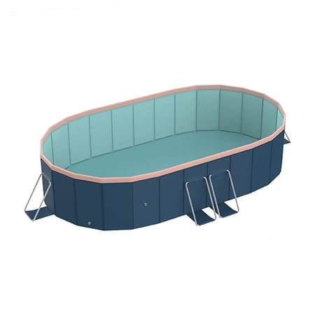 2.8m oval free inflatable garden PVC swimming pool dark blue