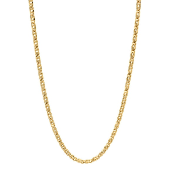 2.8mm 14k Yellow Gold Plated Flat Mariner Chain Necklace, 24 inches