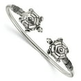 thumbnail image 1 of 2.8mm Sterling Silver Polished Antiqued Turtle Flexible Bangle Bracelet - 11.6 Grams, 1 of 2
