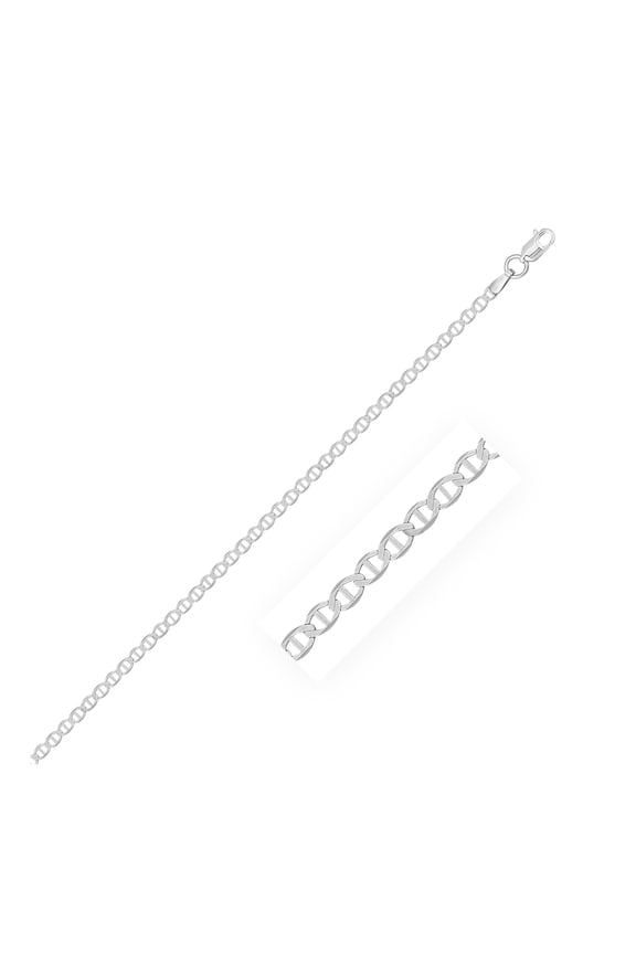 2.8mm Sterling Silver Rhodium Plated Flat Mariner Chain